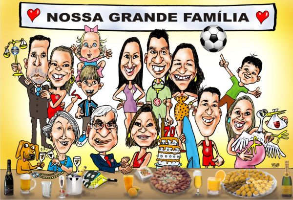 Caricatura de turmas a cores.