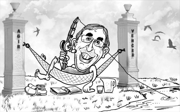 Caricatura individual em preto e branco