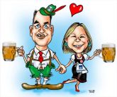 Caricatura de casal a cores.
